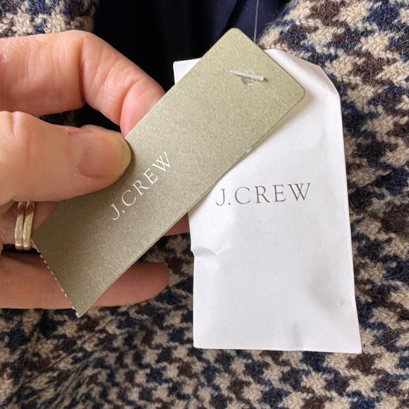 J Crew Schoolboy Blazer Houndstooth Gold Button Wool Navy Brown Size 4 - Picture 5 of 12
